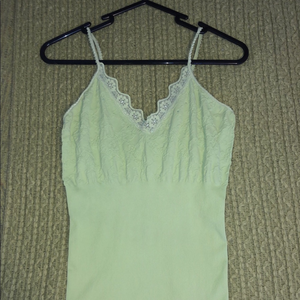 Green tank with lace